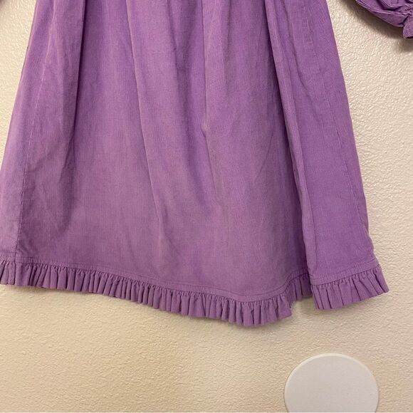 Red Beans cotton puff sleeve lavender oversized boho peasant courderoy dress 10 - Picture 4 of 8